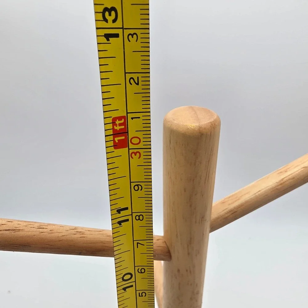 Threshold Rubberwood Mug Tree Countertop Coffee Cup Holder Stand Natural Wood O7